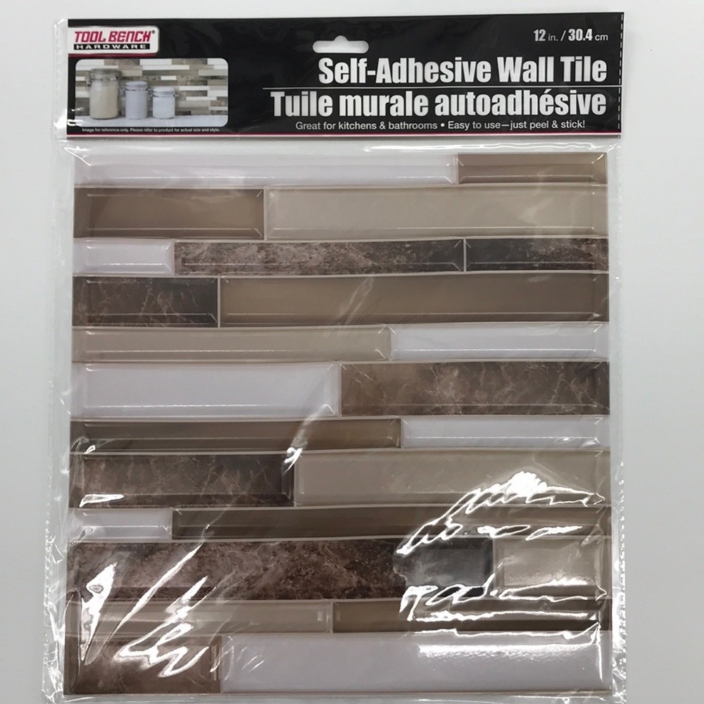 10 sheets Back Splash Brown Plastic Ceramic 3D Self-Adhesive Wall Tile
